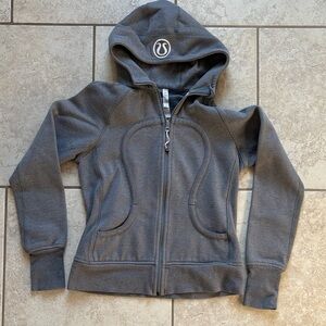 lululemon women’s Charcoal Gray Hooded Zip Jacket w/light metallic shimmer